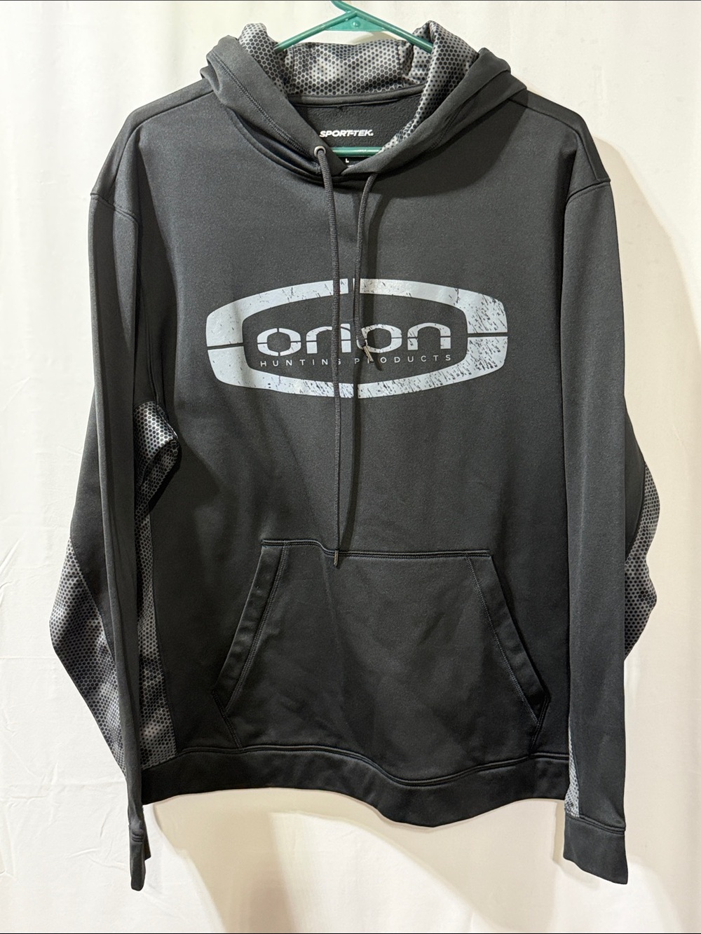 Sport-Tek Men’s Black Crewneck Hoodie with Grey Logo